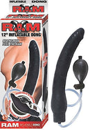Ram 12 inches Inflatable Dong Black showcasing its expandable design and controller bulb for personalized pleasure.