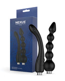 Nexus Advance Shower Douche Kit Black with two silicone nozzles in a stylish packaging for intimate cleansing.