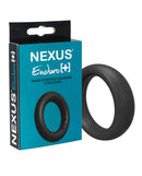 Nexus Enduro Plus Silicone Cock Ring Black in packaging with a thick, stretchy design for enhanced intimacy.