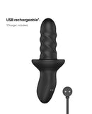 Nexus Ascend Extreme Rotating Prostate Massager Black showing USB rechargeable design with included charger.