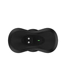 Nexus Bolster Butt Plug with Inflatable Tip Black top view, showcasing its smooth design and control buttons.
