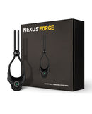 Nexus Forge Single Lasso Vibrating Cock Ring Black with packaging, adjustable for enhanced stimulation.
