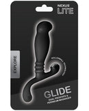Nexus Glide Prostate Massager Black packaging showcasing its dual prostate and perineum massage features.