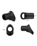 Nexus Rise Liquid Silicone Cock and Ball Sling Black size dimensions with measurements of 58mm and 69mm.