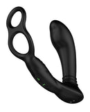 Nexus Simul8 Dual Anal and Perineum Cock and Ball Ring Black showing prostate stimulation and perineum vibration features.