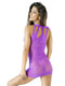 Halter lacy dress lingerie in purple, showcasing a chic back design for a stylish and alluring look.
