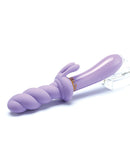 Cristal Jade Twist Glass Rabbit Vibrator in purple with twisted design for dual-action stimulation.