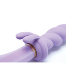 Cristal Jade Twist Glass Rabbit Vibrator showcasing its elegant twist design and soft silicone texture.