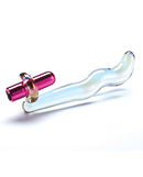 Cristal Twilight Glow Glass Dildo with Clitoral Vibrator featuring iridescent design and built-in vibration.