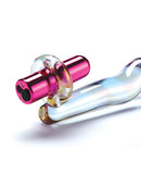 Cristal Twilight Glow Glass Dildo with Clitoral Vibrator showing its unique design and vibrant metallic-pink details.