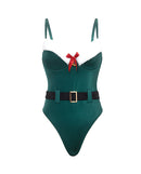 Oh La La Cheri Holiday Elfina Padded Cup Teddy Green S/M with padded cups and festive design.
