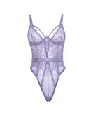 Martina Lace and Mesh Underwire Teddy Purple Haze 1X/2X in sheer lace and mesh, featuring bold strap details.