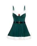 Holiday Elfina Padded Cup Chemise Green L/XL featuring padded cups, festive design and playful styling for seasonal occasions.