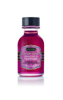 Kama Sutra Oil Of Love Raspberry 0.75 Oz, kissable body oil with sweet raspberry flavor in a glass bottle.