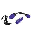 GoGasm Vibrating Pussy & Ass Balls Purple with remote and charging cable.
