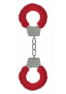 Ouch Pleasure Handcuffs Furry Red feature soft red fur and secure restraint for playful couples' bondage.
