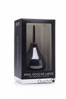 Ouch Anal Douche Large Black in box with a black design and clear details, showcasing the 200 ml capacity.
