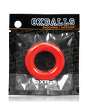 Oxballs OXR-1 Stretchy Jelly Cockring Red in packaging, showcasing its sleek design and vibrant color.