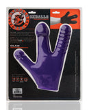 Oxballs Claw Dildo Glove Eggplant in packaging, showcasing its unique finger-dildo design for enhanced pleasure.