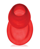 Oxballs Glowhole 2 LED Hollow Butt Plug Large Red showcasing its hollow design and striking LED illumination.