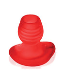 Oxballs Glowhole 1 Hollow Butt Plug with LED Small Red showcasing a translucent red design with textured grip.
