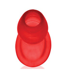 Oxballs Glowhole 1 Hollow Butt Plug with LED Small Red showcasing its frosty, see-through interior design.