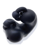 Oxballs Meatlocker Full Cover Chastity Cage Black shown from above, flexible silicone design for comfort and secure wear.
