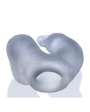 Oxballs Meatlocker Chastity Cage Clear featuring a stretchy, form-fitting design for secure containment.