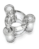Oxballs Buzz Squeeze Ballstretcher Vibe Clear - a clear ballstretcher with vibrating bullets for enhanced stimulation.