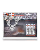 Oxballs Buzz Squeeze Ballstretcher Vibe Clear packaging showcasing the clear design and vibrating bullets.