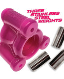 Oxballs Heavy Squeeze Ballstretcher Hot Pink with three stainless steel weights for enhanced sensation.