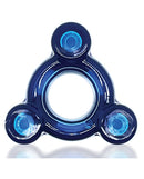 Oxballs Heavy Squeeze Ballstretcher Space Blue with three rubbery weight holders for adjustable stretching.