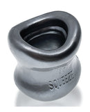 Oxballs Mega Squeeze Ergofit Ballstretcher Steel, ergonomic hourglass-shaped design for comfortable ball stretching.