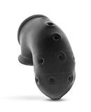 Oxballs Airlock Air-Lite Vented Chastity Cage Black Ice in black silicone, designed for comfortable chastity play.
