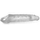 Oxballs Snake Deep-Reacher Silicone Cocksheath in Clear Ice with textured veiny design for enhanced sensation.