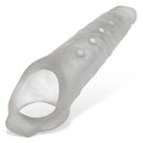 Oxballs Snake Deep-Reacher Silicone Cocksheath in Clear Ice, 11+ inches with adjustable inserts for a custom fit.
