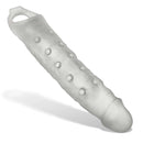 Oxballs Snake Deep-Reacher Silicone Cocksheath in Clear Ice, featuring a veiny texture and custom fit inserts.