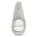 Oxballs Snake Deep-Reacher Silicone Cocksheath in Clear Ice, featuring veiny texture and custom fit inserts.