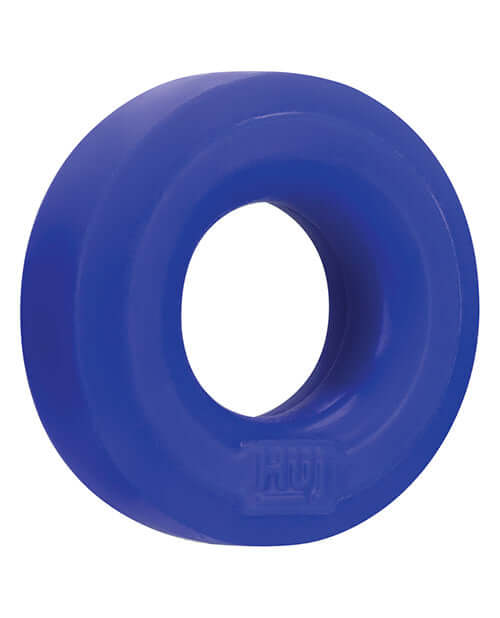 Hunky Junk HUJ C-Ring Cobalt Blue stretchy cock ring by Oxballs for comfortable and effective grip during playtime.