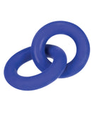 Hunky Junk Duo Linked Cock and Ball Rings Cobalt in a chain-link design, blue, supportive without being tight.
