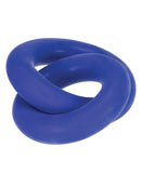 Hunky Junk Duo Linked Cock and Ball Rings Cobalt featuring interlocked blue rings for support and comfort.
