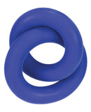 Hunky Junk Duo Linked Cock and Ball Rings Cobalt in a chain-link design, showcasing a snug fit and vibrant blue color.