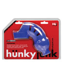 Hunky Junk Lockdown Chastity Cage Cobalt packaging featuring its unique design and color.