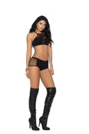 Opaque Bralette and Booty Shorts Cut Out One Size Black showcasing a flirtatious two-piece outfit.