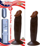 Afro American Whoppers 6 Inch Vibrating Dong Brown featuring a lifelike shaft and vibrating bullet for dual sensations.