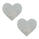 Neva Nude Silver Pixie Dust Glitter Heart Pasties in shimmering silver glitter, perfect for playful and confident looks.