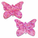 Pastease Butterfly Shattered Disco Ball Pink Pasties, sparkly butterfly design for playful nipple coverage.