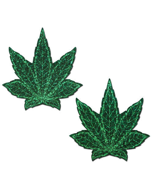 PASTEASE INDICA POT LEAF GLITTER GREEN WEED NIPPLE PASTIES-0
