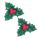 Festive Winter Holly Nipple Pasties with Green Leaves and Red Berries in Glitter Velvet, Christmas-Themed by Pastease
