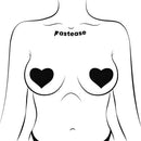 Image of Pastease Sweety Heart Black Pasties on a model showcasing the black heart-shaped nipple covers.